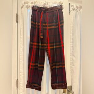 TOPSHOP two tone printed pleated trousers with belt